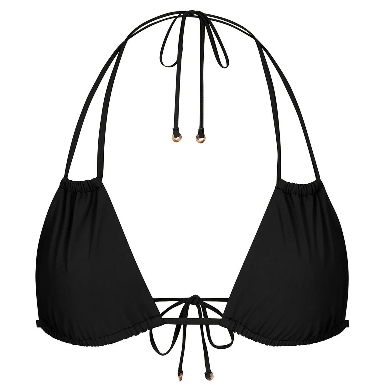 Anemos Womens Jane Black Beach Minimalist Luxury Triangle Bikini Swim Top Size M